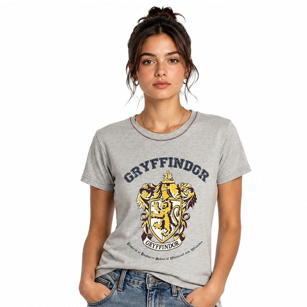 Vanilla Underground Harry Potter Gryffindor Tee Women Large Gray New Crest Logo